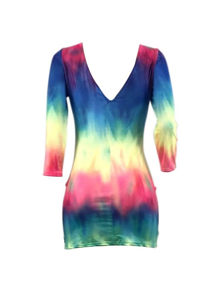 Kvinders Gradient Tie-dye Rund Hals Halterneck Mode Normal Kjole