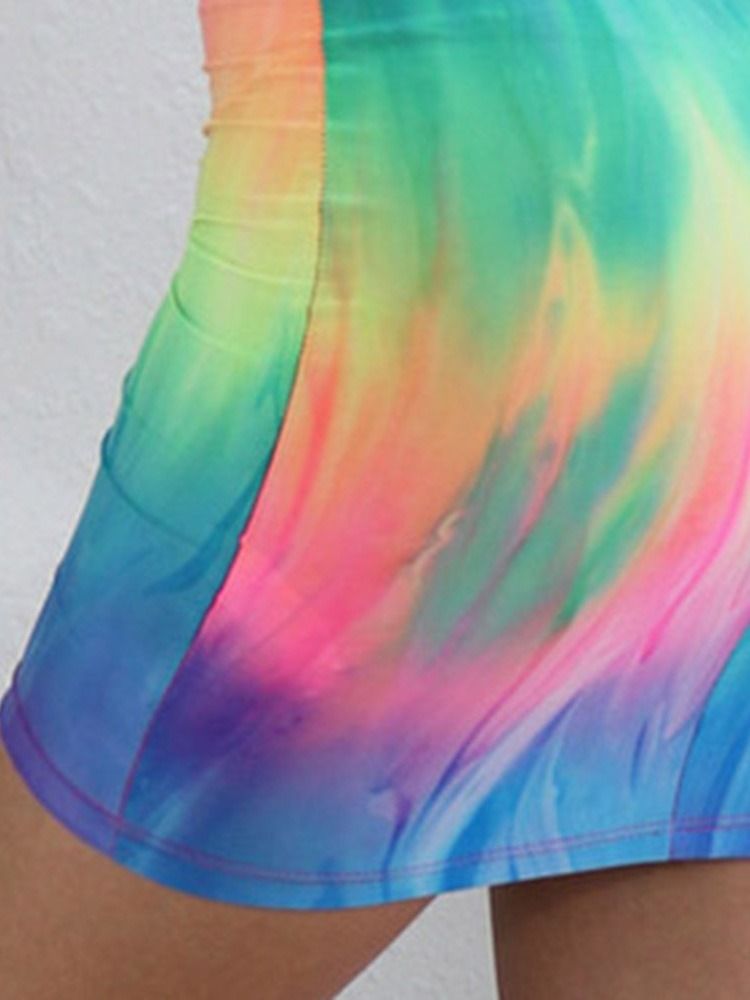 Kvinders Gradient Tie-dye Rund Hals Halterneck Mode Normal Kjole