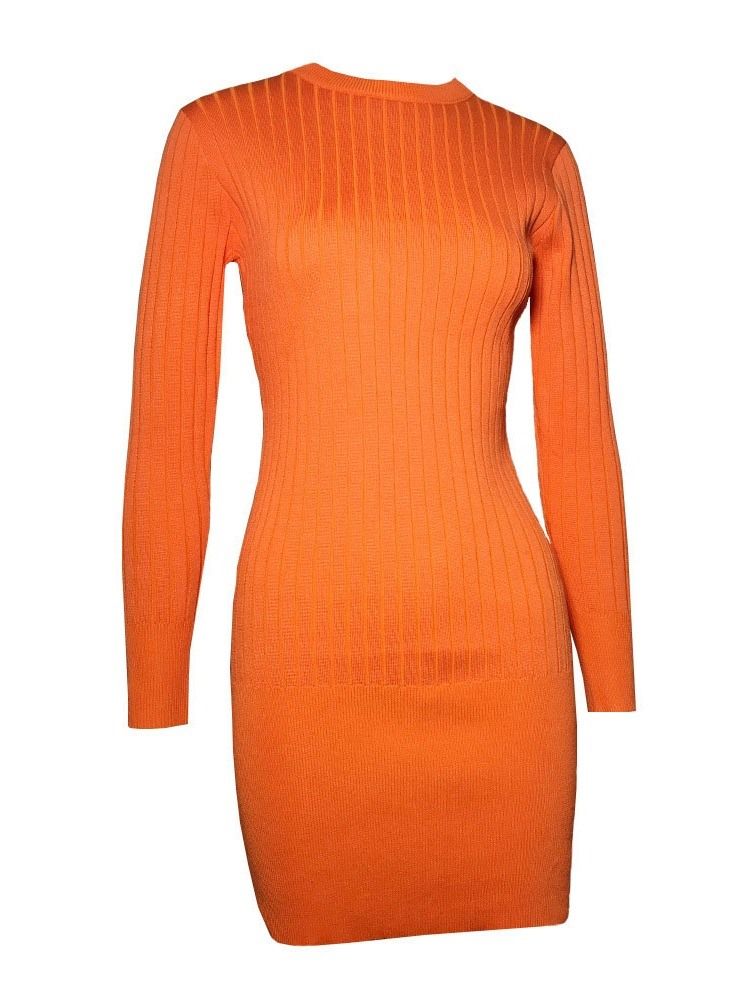 Kvinders Langærmet Kjole Med Rund Hals Bodycon Pullover