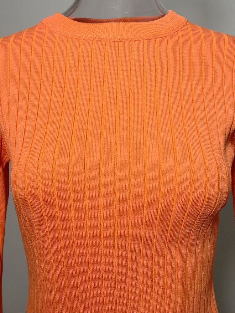 Kvinders Langærmet Kjole Med Rund Hals Bodycon Pullover