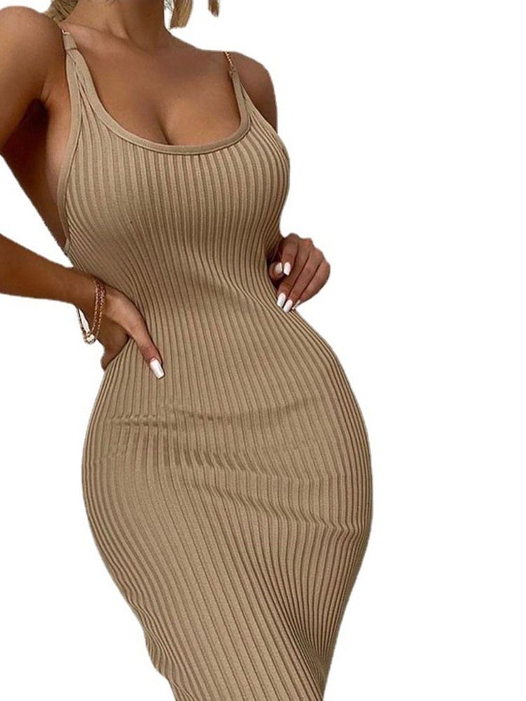 Kvinders Midikalf Ærmeløs Mode Midt Talje Bodycon Kjole