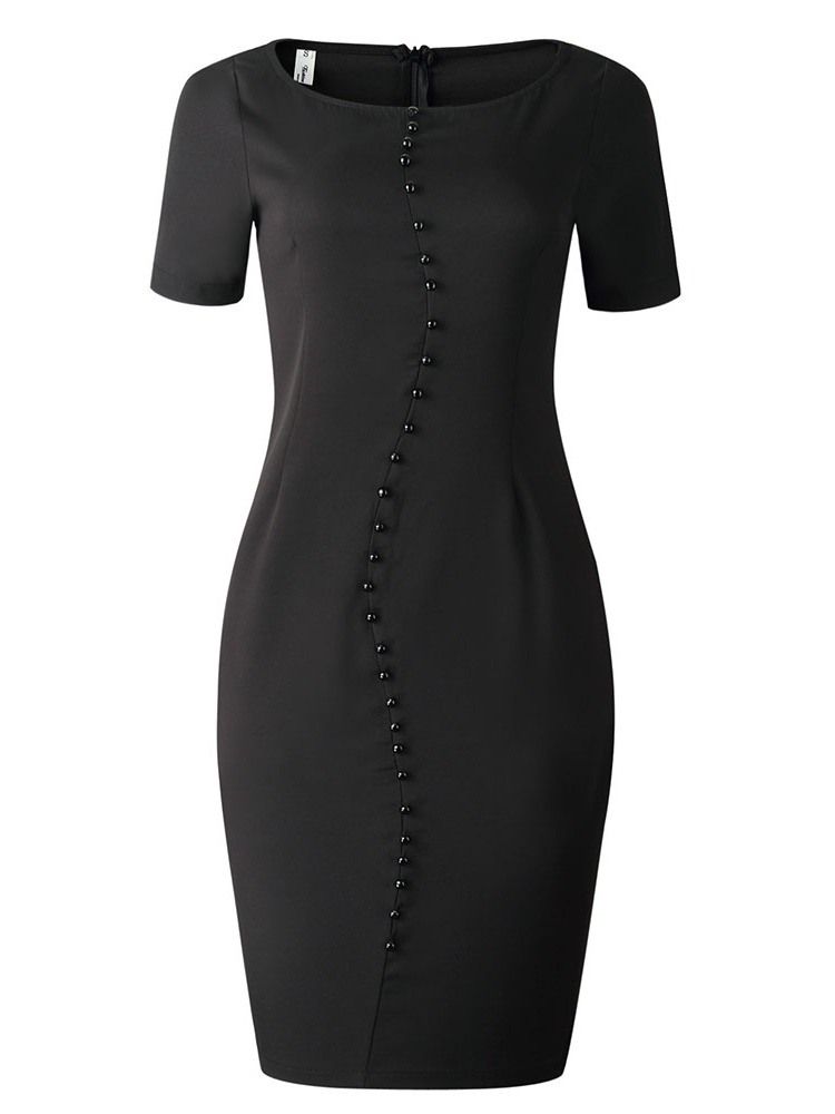 Kvinders Off Shoulder Kortærmet Midkalv Bodycon Elegant Kjole