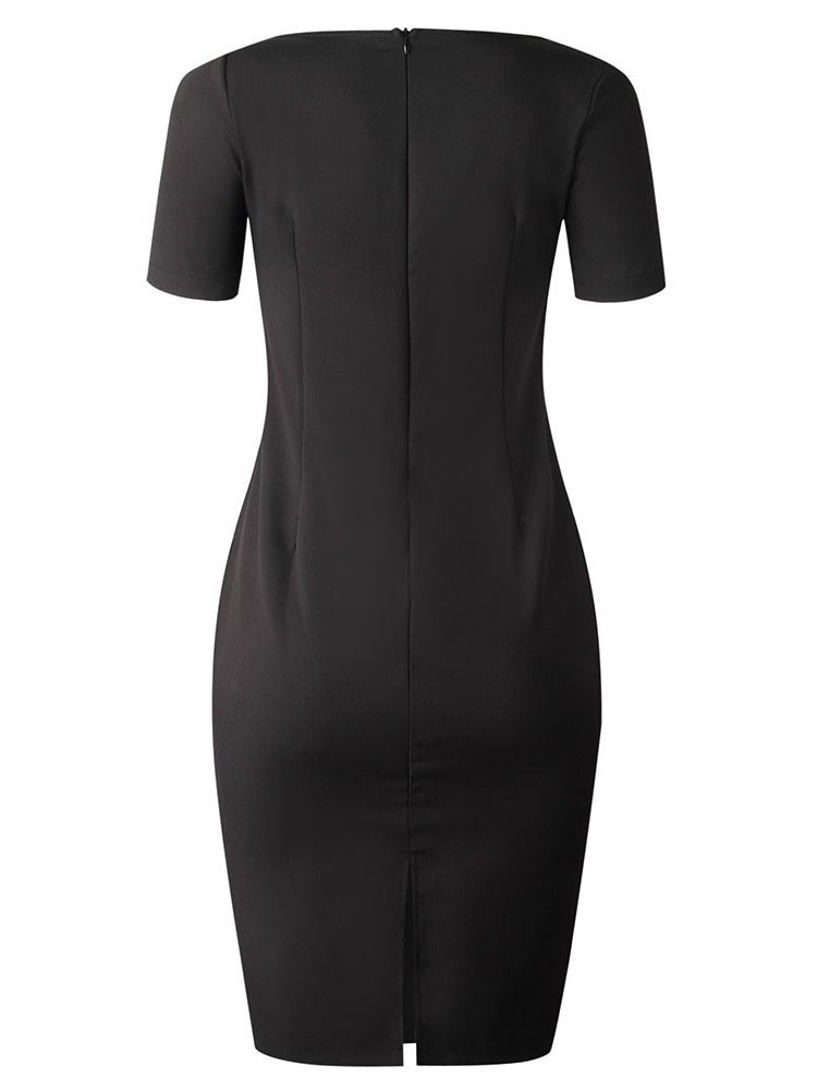 Kvinders Off Shoulder Kortærmet Midkalv Bodycon Elegant Kjole