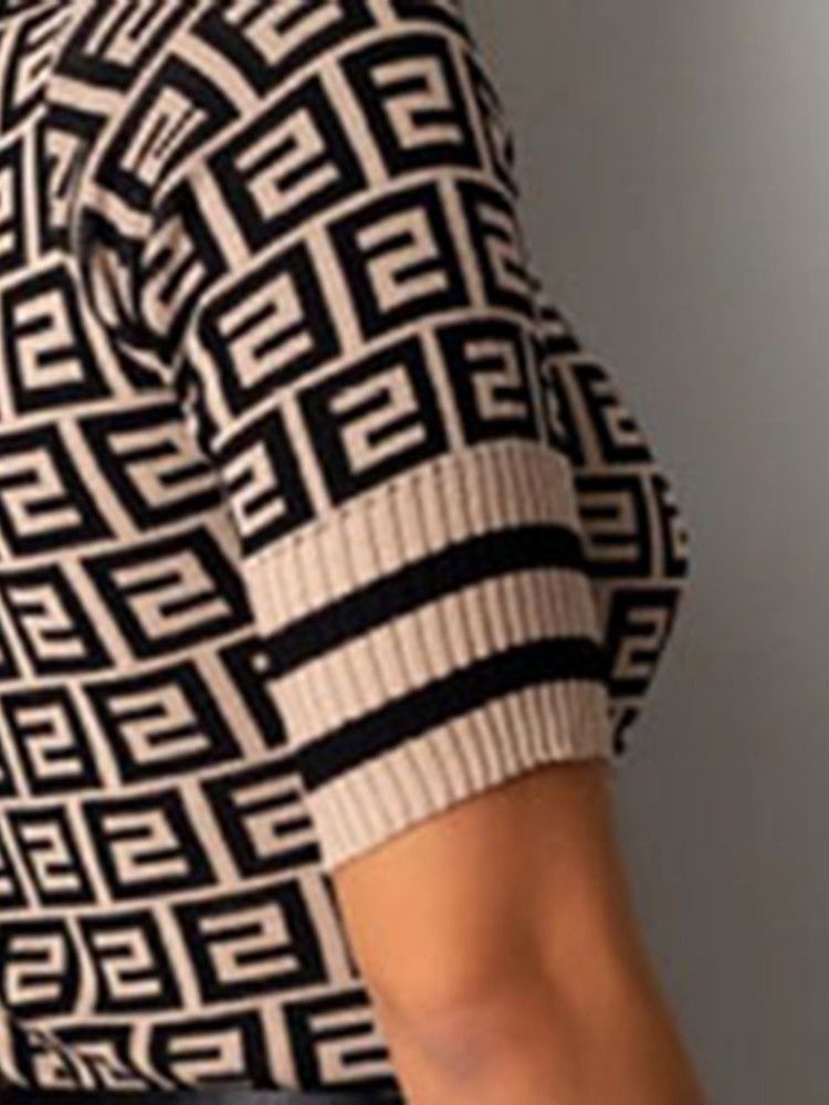 Kvinders Rund Hals Knælængde Print Casual Bodycon Kjole