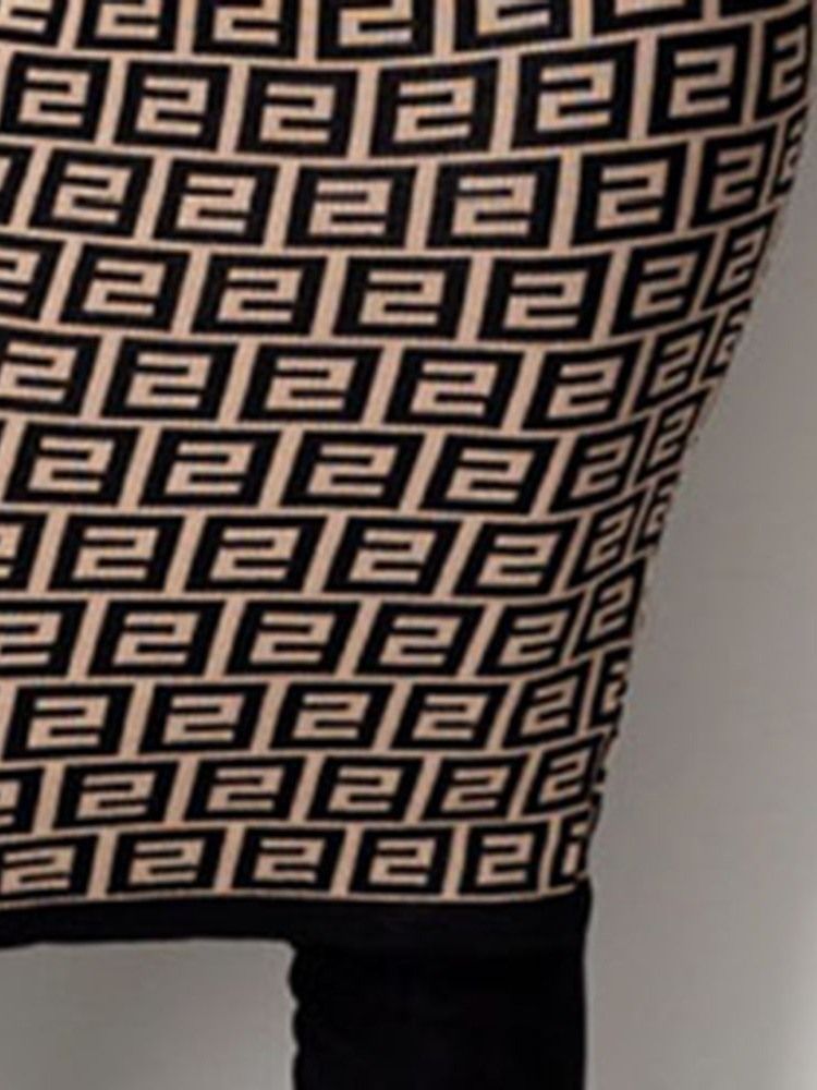 Kvinders Rund Hals Knælængde Print Casual Bodycon Kjole