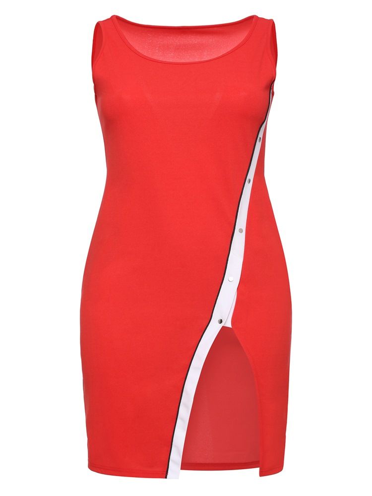 Kvinders Rygløse Nitte Split Asymmetrisk Bodycon Kjole