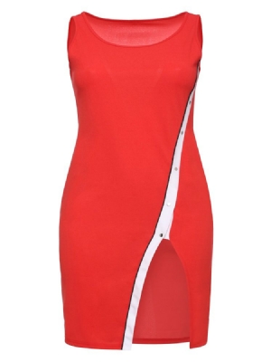 Kvinders Rygløse Nitte Split Asymmetrisk Bodycon Kjole