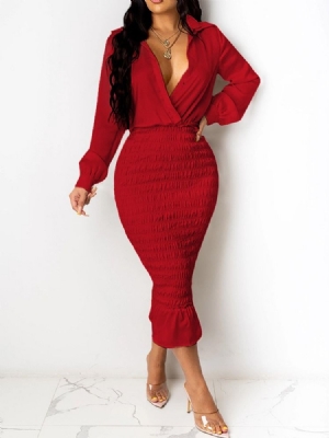 Mid-calf Long Sleeve Women's Bodycon Pullover Dress