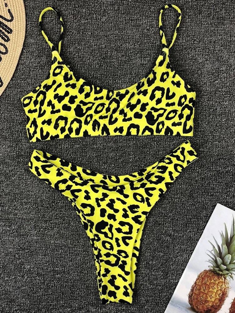 Bikini Sæt Badetøj Med Leopardprint Til Kvinder