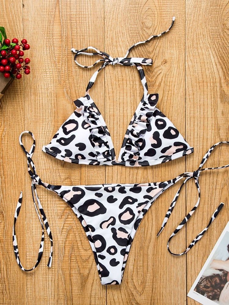 Bikini-sæt Badetøj Til Kvinder I Leopard Beach Look