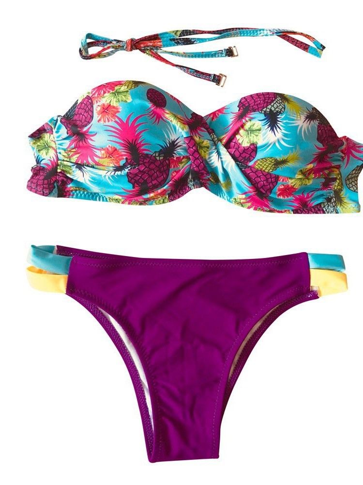 Bikinisæt Til Kvinder Print Lace-up Micro Sexy Bikini