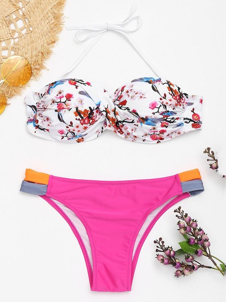 Bikinisæt Til Kvinder Print Lace-up Micro Sexy Bikini