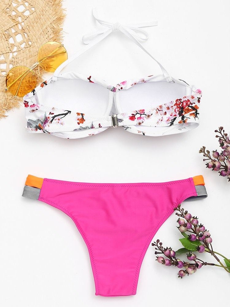 Bikinisæt Til Kvinder Print Lace-up Micro Sexy Bikini