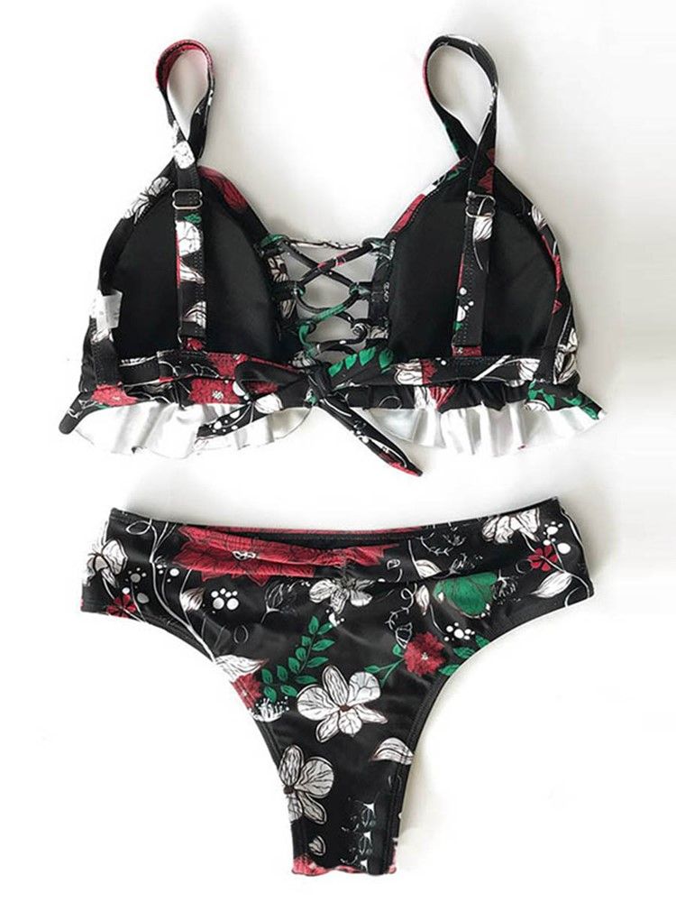 Blomsterbånd Med Hule Sexet Bikini Til Kvinder