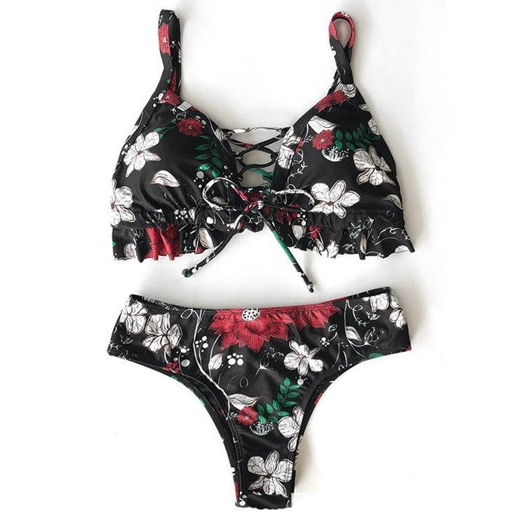 Blomsterbånd Med Hule Sexet Bikini Til Kvinder