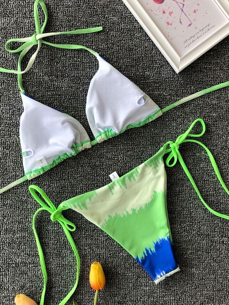 Kvinders Farveblok Snørebånd Sexet Bikini