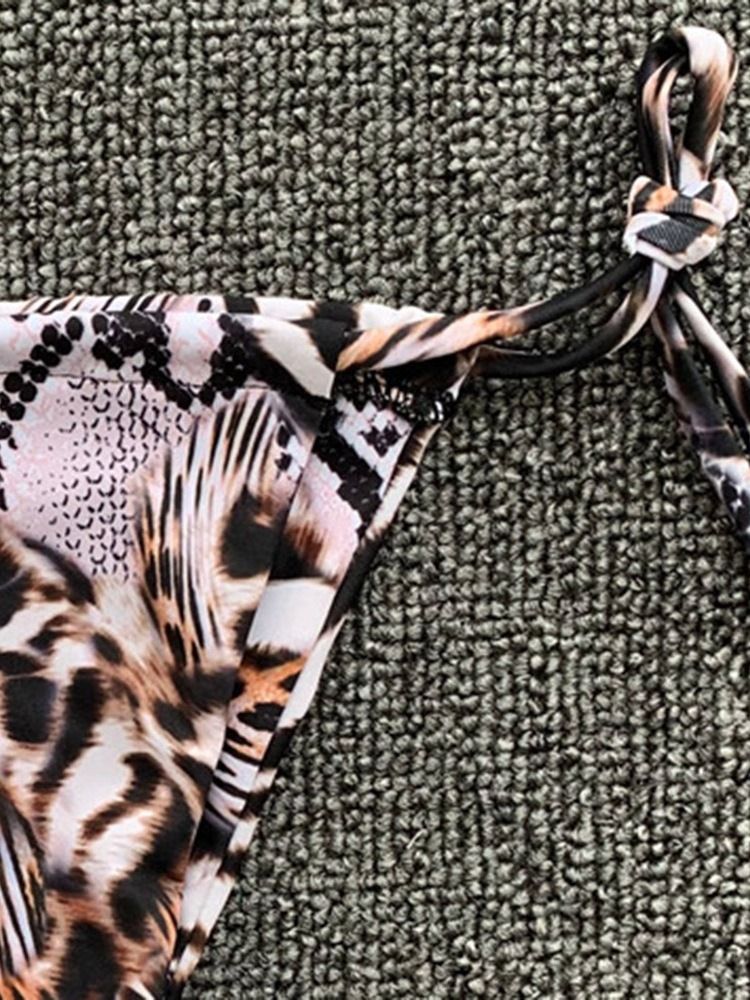 Kvinders Sexede Bikini Med Snørebånd I Leopardprint