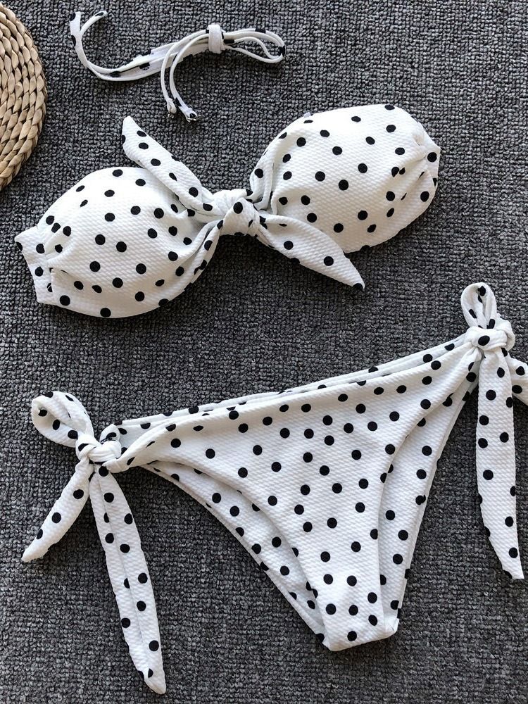 Kvinders Tankini-sæt Print Polka Dots Badetøj