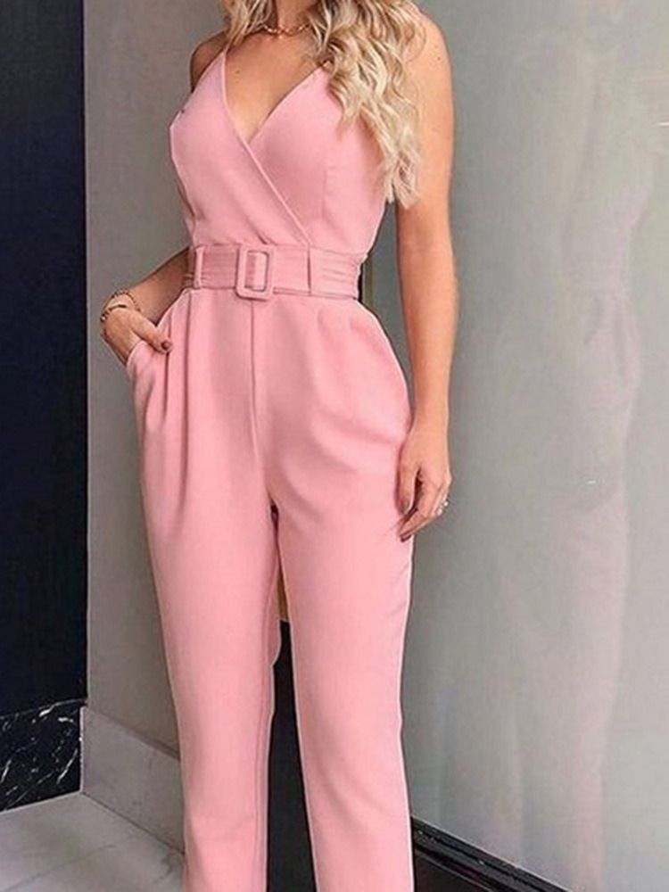 Ankellængde Almindelig Mode Straight Women's Slim Jumpsuit