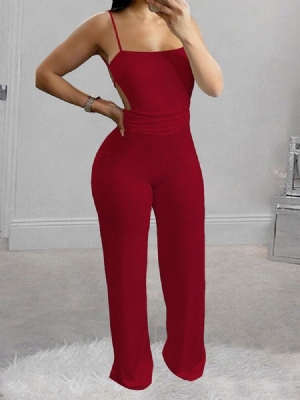 Backless Full Length Fashion Women's Slim Straight Jumpsuit