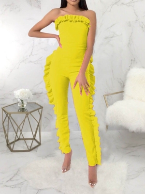 Bowknot Plain Full Length Skinny Women's Jumpsuit