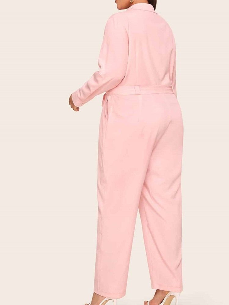 Casual Pocket Plain Straight Slim Kvindelig Jumpsuit Til Kvinder