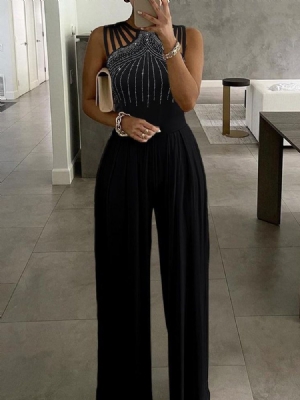 Fashion Plain Full Length Straight Women's Slim Jumpsuit