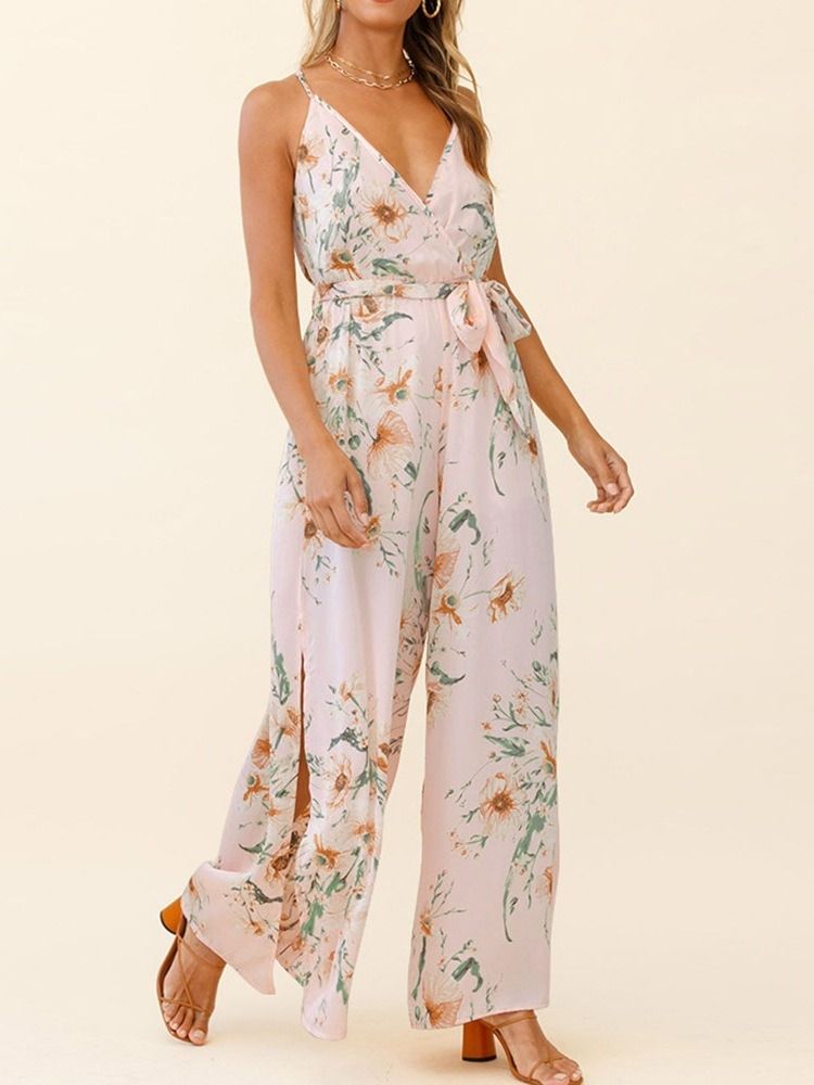 Fuld Længde Print Fashion Wide Ben Loose Women's Jumpsuit