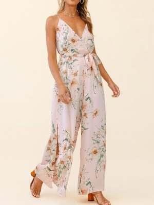 Fuld Længde Print Fashion Wide Ben Loose Women's Jumpsuit