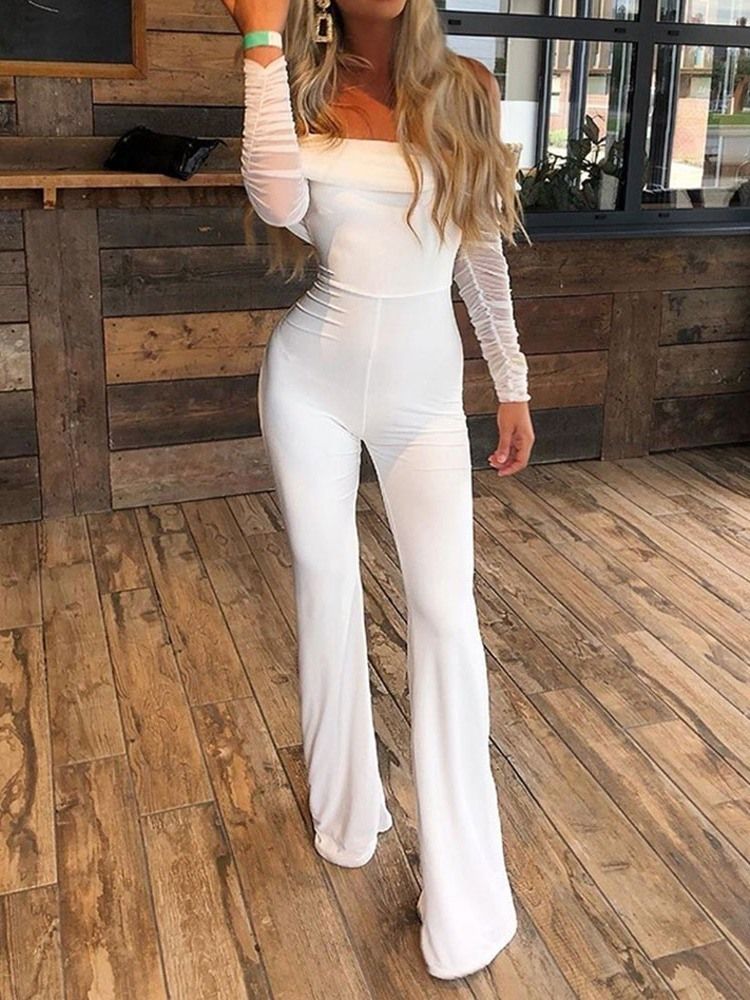 Plain Backless Fashion Slim Bellbottoms Jumpsuit Til Kvinder