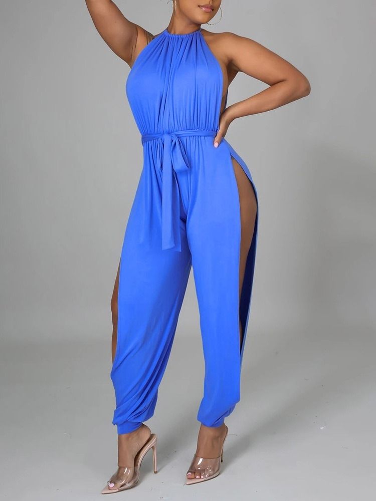 Plain Hollow Sexet Loose High Waist Women's Jumpsuit