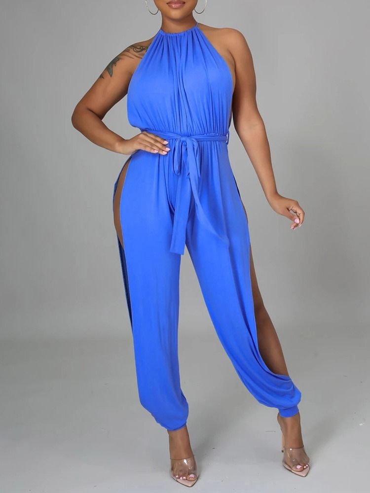 Plain Hollow Sexet Loose High Waist Women's Jumpsuit