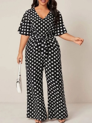 Polka Dots Western Print Kvinders Slanke Lige Jumpsuit