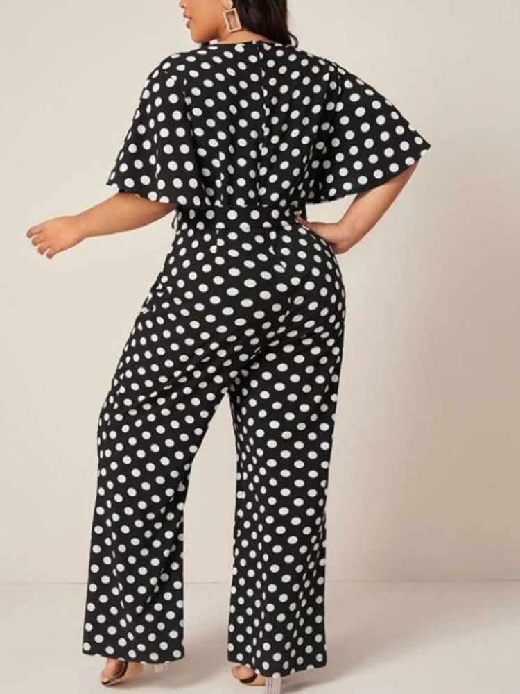 Polka Dots Western Print Kvinders Slanke Lige Jumpsuit