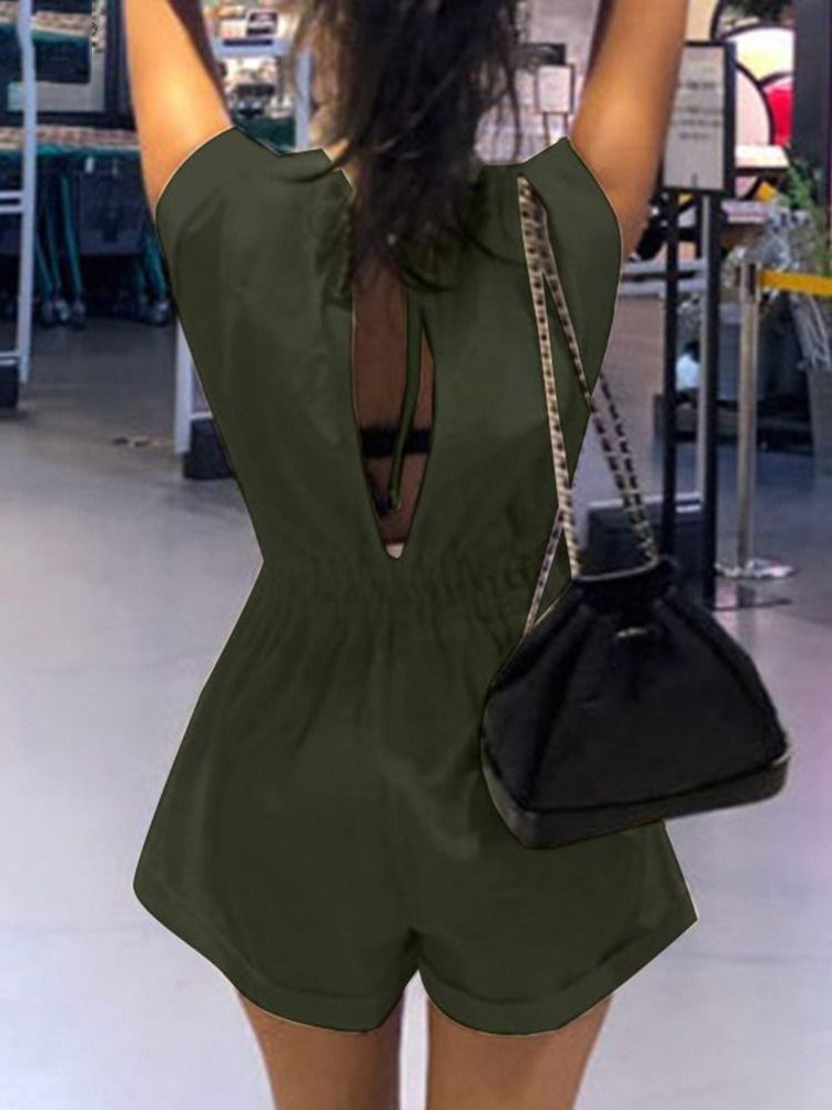 Shorts Fashion Backless Straight Women's Slim Jumpsuit