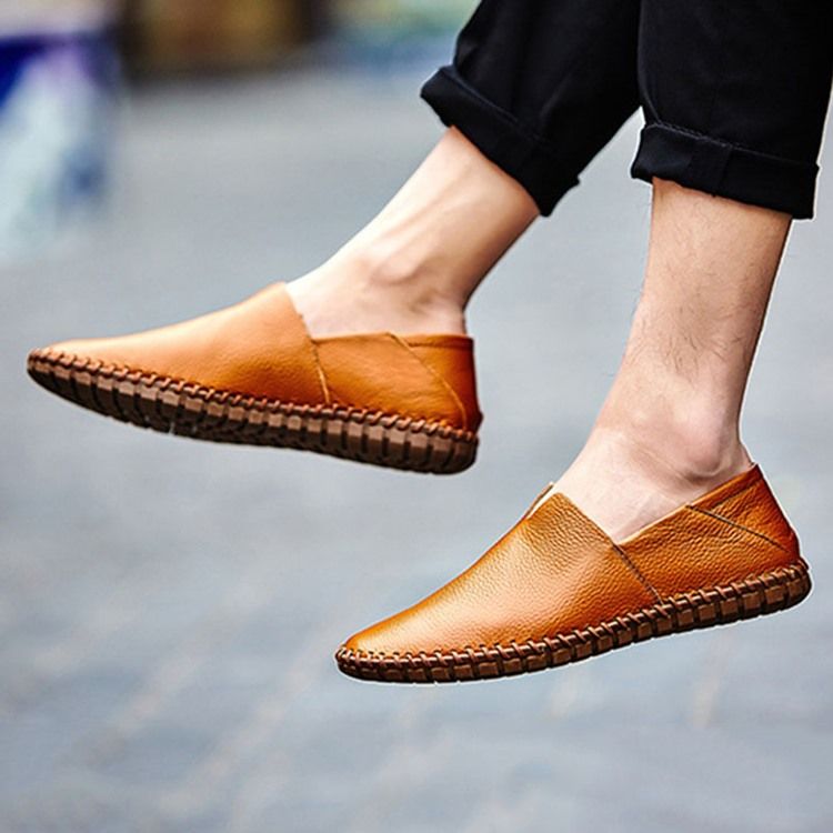 Mænds Slip-on Plain Low-cut Upper Round Toe Casual Sko