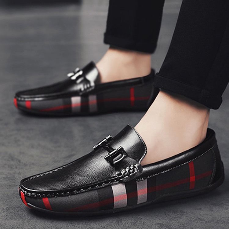 Plaid Slip-on Round Toe Herresko