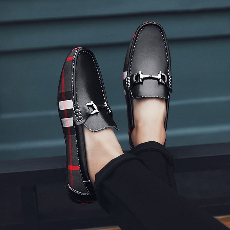 Plaid Slip-on Round Toe Herresko