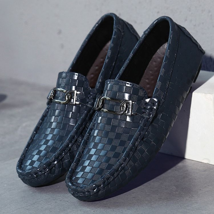 Plaid Slip-on Round Toe Loafers Til Mænd