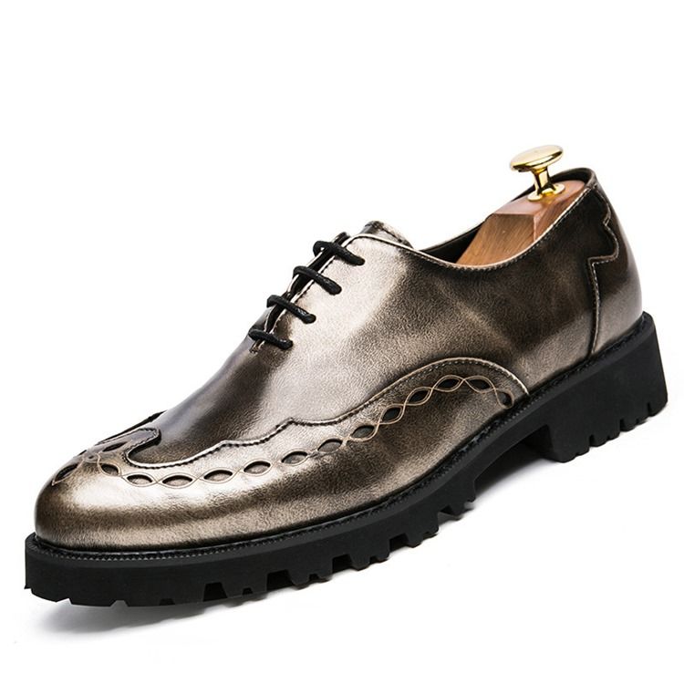 Plain Lace-up Round Toe Herresko