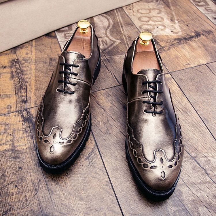 Plain Lace-up Round Toe Herresko