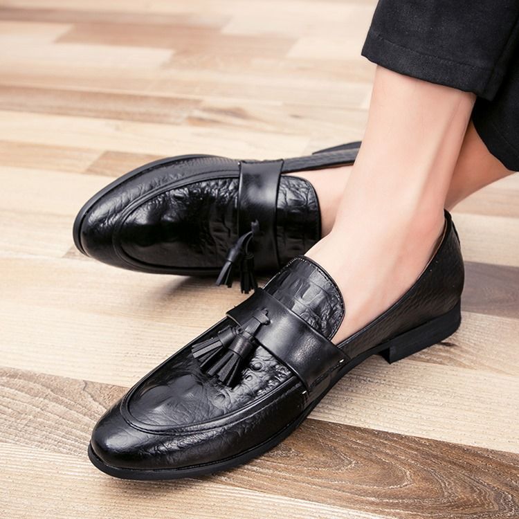 Pu Alligator Mønster Fringe Slip-on Loafers Til Mænd