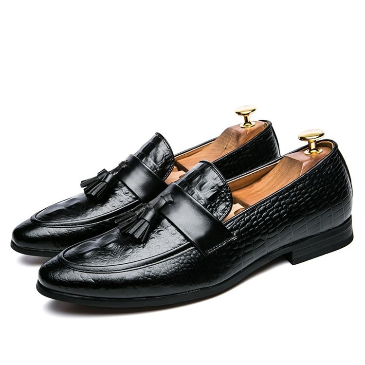 Pu Alligator Mønster Fringe Slip-on Loafers Til Mænd