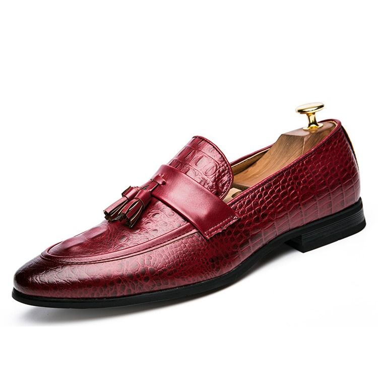 Pu Alligator Mønster Fringe Slip-on Loafers Til Mænd