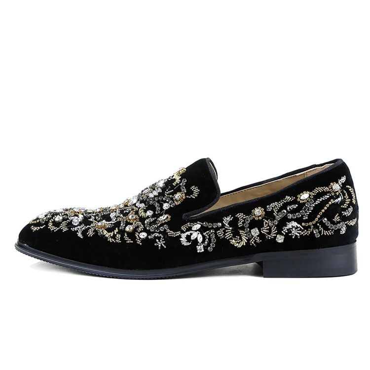 Rhinestone Round Toe Slip-on Casual Sko Til Mænd