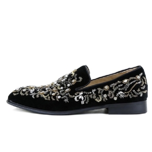 Rhinestone Round Toe Slip-on Casual Sko Til Mænd