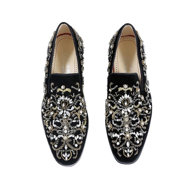 Rhinestone Round Toe Slip-on Casual Sko Til Mænd