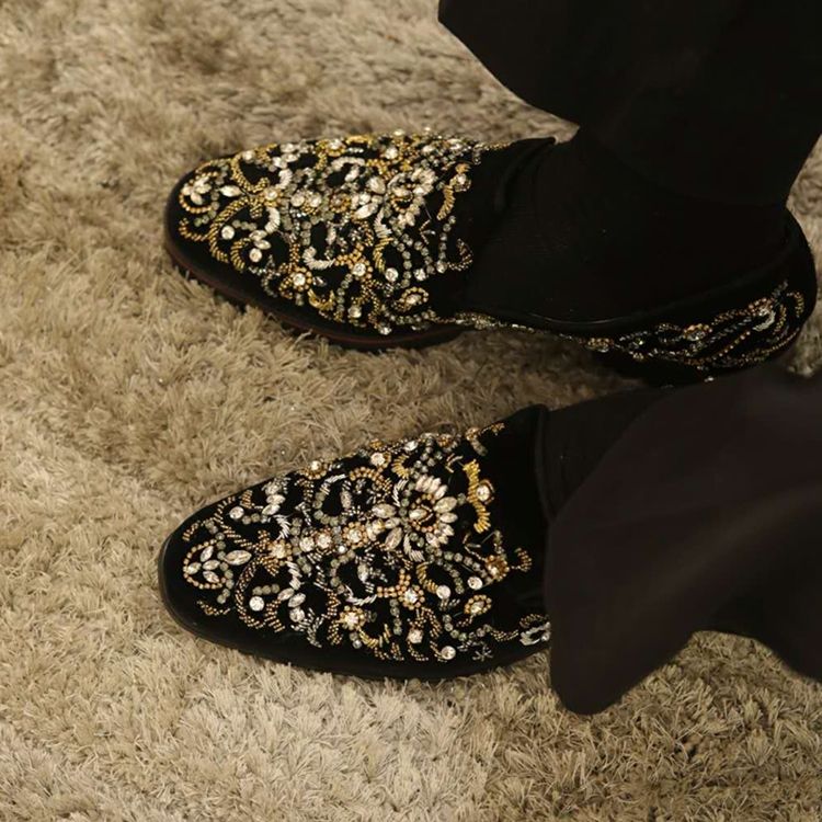 Rhinestone Round Toe Slip-on Casual Sko Til Mænd