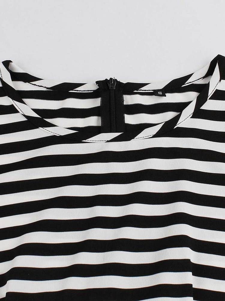 Women's Stripe Patchwork Button A Line Dress