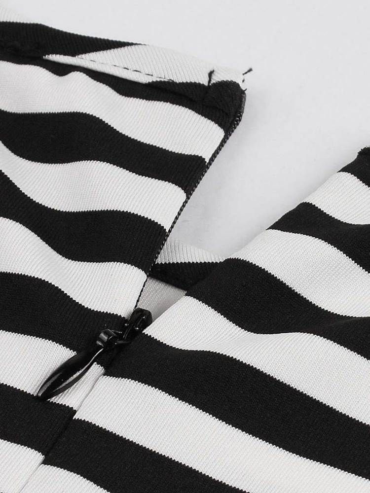 Women's Stripe Patchwork Button A Line Dress